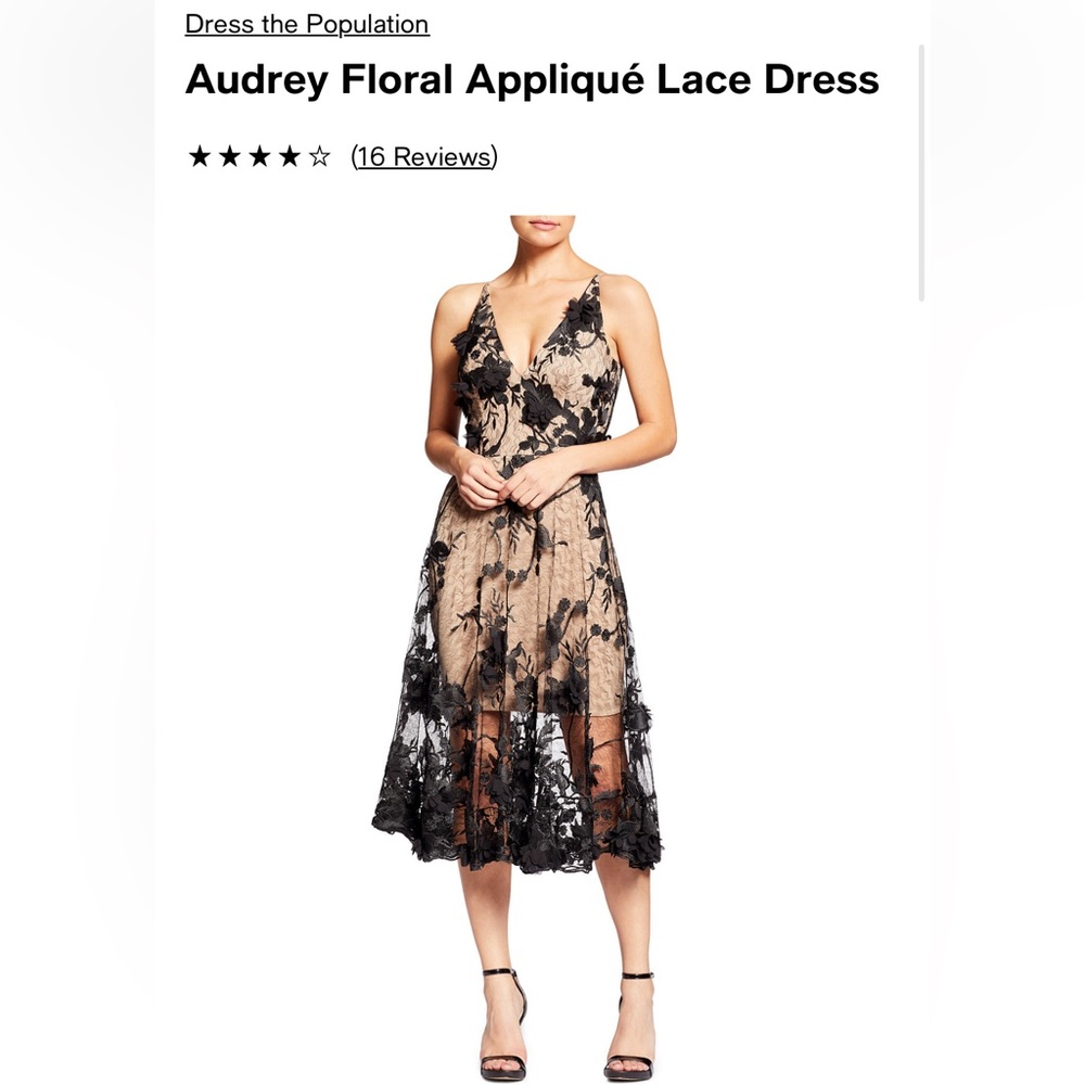 Floral appliqué lace dress - Size XS